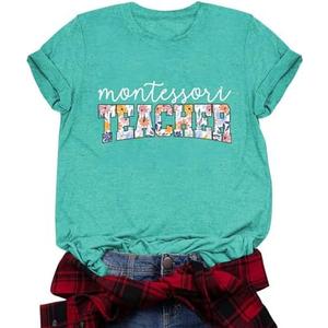 Teacher Shirts for Women Teacher Gifts Short Sleeve Shirts Graphic Tees Summer Tops 2025, Size M