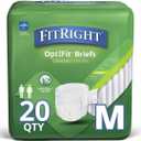 Medline FitRight OptiFit Extra+ Adult Diapers with leak stop guards, Disposable Incontinence Briefs with Tabs, Moderate Absorbency, Medium, 32"-44", 20 Count