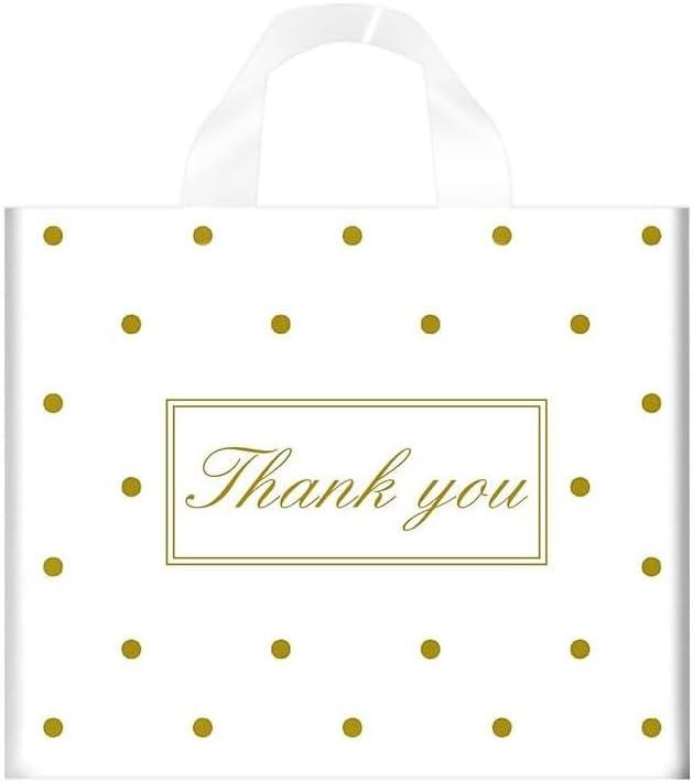 50/100 Pcs Thank You Bags for Small Business, Plastic Shopping Retail Merchandise Bag with Handle (50, 18x18 Inch) (White)