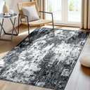 Washable Area Rugs 3'x5' Non-Slip Modern Abstract Soft for Living Room Entryway Bedroom Nursery, Print Pattern, Black Navy Blue Gray