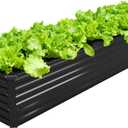 DIIYIV 12x2x1.5FT Galvanized Raised Garden Bed,Vegetable Boxes-Rectangle Metal Flower Box,Large Planter Raised Beds Outdoor Garden for Planting,Fruit,Herb-Black