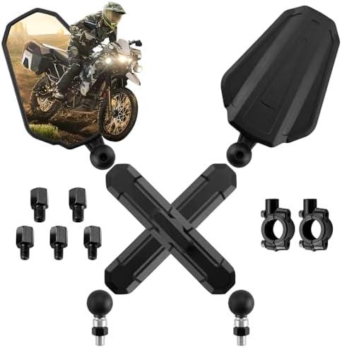 Wsays Adventure Motorcycle Mirrors 8/10MM Foldable Rear View Side Mirrors Quick-Adjust with 7/8" Handlebar Compatible with Honda CRF 300L Fit Kawasaki KLR650 Fit Yamaha Fit ATV Dirt Bike Scooter, Black