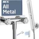 All Metal RV Shower Faucet with Hose and 2 Function Showerhead, KES No Leak Camper Shower Faucet Replacement, SUS 304 Handheld Holder Included, for RV, Travel Trailer, Motorhome, Chrome, XG6105-CH