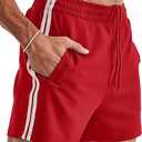 Ouber Men’s 4’’ Bodybuilding Shorts – Retro Striped Gym Shorts for Training & Workout, Medium
