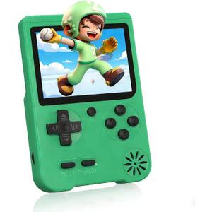 Handheld Game Console, Preloaded 500 Retro Video Games with 3.0 Inch LCD Screen, 1200mAh Rechargeable Battery, Mini Arcade Electronic Gaming 2-Players Xmas Birthday Gift for Boys & Girls (Green)