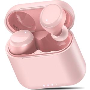 TOZO T6 Wireless Earbuds, Bluetooth 5.3 Ear Buds, Stereo Sound in Ear Headphones, 50 Hours Playtime, Wireless Charging Case, APP Customizable EQs, IPX8 Waterproof Earphones (Small, Pink)