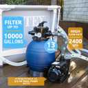 XtremepowerUS High-Flo Sand Filter Pump System 13" Filter Tank 10,000 Gallons for Above Ground Swimming Pool 3/4HP Pool Pump 2400GPH High Flow Fitting Adapter
