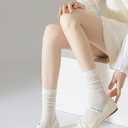 Women's Mid-Crew Thin Cotton Ankle Socks - Ultra Soft Breathable Casual Sheer Calf Socks for Women,8 Pairs Multiple Colors Pack8-color combination