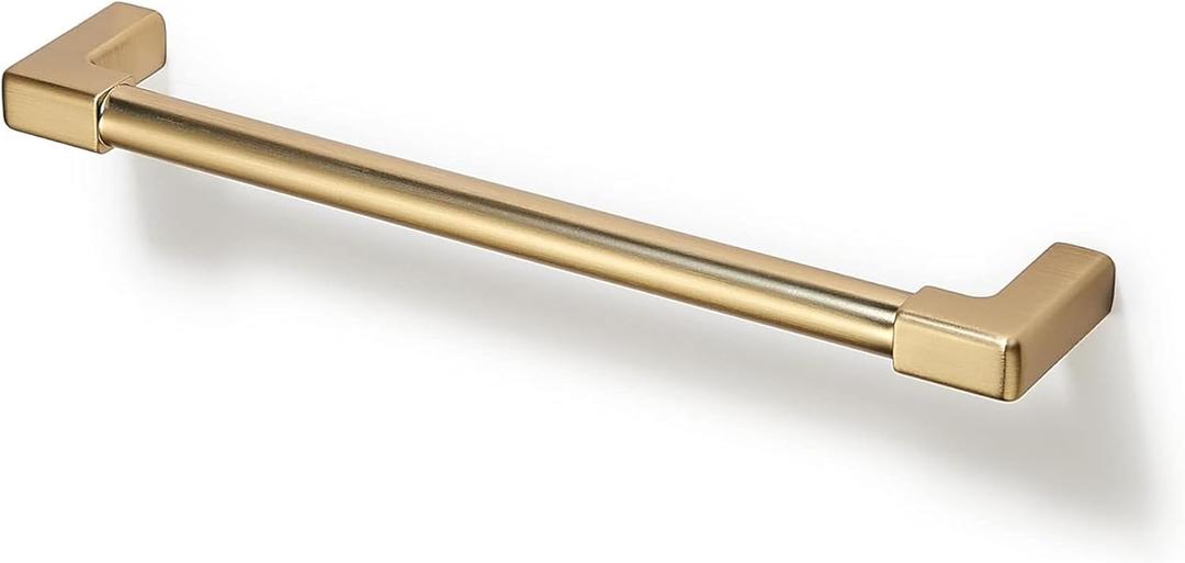 TUNNY 10 Pack Classic Solid Cabinet Handles-5"/128mm Screw Spacing Champagne Bronze Furniture Hardware Handles for Bathroom Dresser Kitchen Cabinets Bedroom Cabinet Pulls