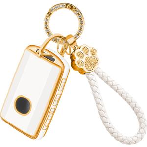 For Key Fob Cover with Keychain, Key Fob Case Cover Fits for 2019-2024 3 6 8 Hatchback CX30 CX5 CX9 CX10 CX50 CX70 CX90 Miata Car Accessories Smart Key, White