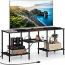 OYEAL Black Bedroom TV Stand with Power Outlets up to 50 inch TV, Small Entertainment Center Stand with Storage Modern Media TV Console Table for Living Room Bedroom