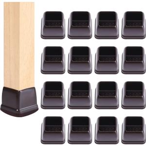 Ezprotekt 24 Pcs Square Chair Leg Floor Protectors with Felt, Silicone Felt F for Hardwood Floor, Dining Table Leg Caps Covers No Scratches (L Fit: 1" - 1.4", Dark Brown)