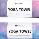 Eunzel 2 Pack Hot Yoga Towel Non Slip Yoga Mat Towel Non-Slip Sweat Absorbent Microfiber Towel for Hot Yoga, Pilates and Workout 72" x 26.5", Purple & Blue/Purple & Green