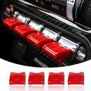Center Console Dashboard Control Button Cover Trim Interior Accessories for Ford Mustang 2015-2022(3 Pack, Red)