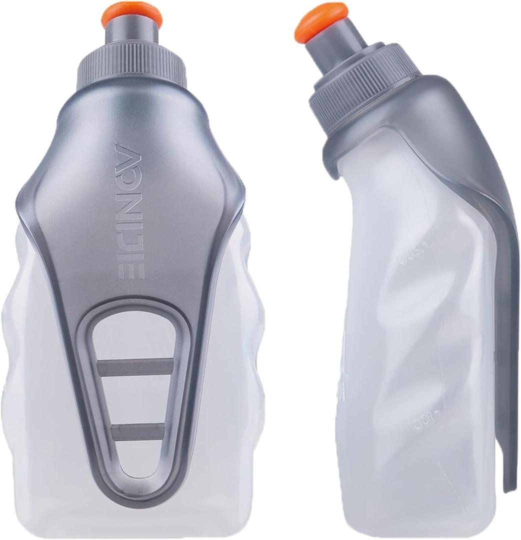 TRIWONDER Running Water Bottle Handheld Plastic Flask Hydration Vest Packs Waist Belt Replacement for Runners Marathon Cycling Hiking (02 Water Bottle with Clip - 250ml/8.5oz - 1 Pack)