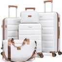 Luggage Sets 5 Piece, Suitcases with Wheels,ABS Hard Case Luggage with TSA Lock Spinner Wheels,Carry On Luggage Set (20/24/28 Inch) (White)
