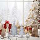 2 x Youyole 6 Pcs Wooden Christmas Trees Tabletop Decor Vintage Gray and Brown Christmas Trees Xmas Centerpieces Table Wooden Signs for Home Office Fireplace Farmhouse Xmas Party Table Decor