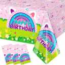 3Pcs Dollhouse Rectangle Tablecloth, Disposable Birthday Party Table Cloth, 54'' x 108'' Cartoon Cat Table Cloth Decor, Favors Rectangular Tablecloth for Girls Baby Shower Home