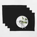 Solino Home Linen Placemats Set of 4 - Classic Hemstitch Black Placemats 14 x 19 Inch - 100% Pure Linen Table Mats for Spring, 4th of July, Memorial Day, Father's Day, Summer