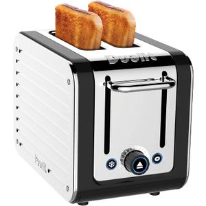Dualit Design Series 2 Slice Toaster | Polished Stainless Steel with Black Trim | Extra-Wide Slots – Peek and Pop Function – Patented Perfect Toast Technology 