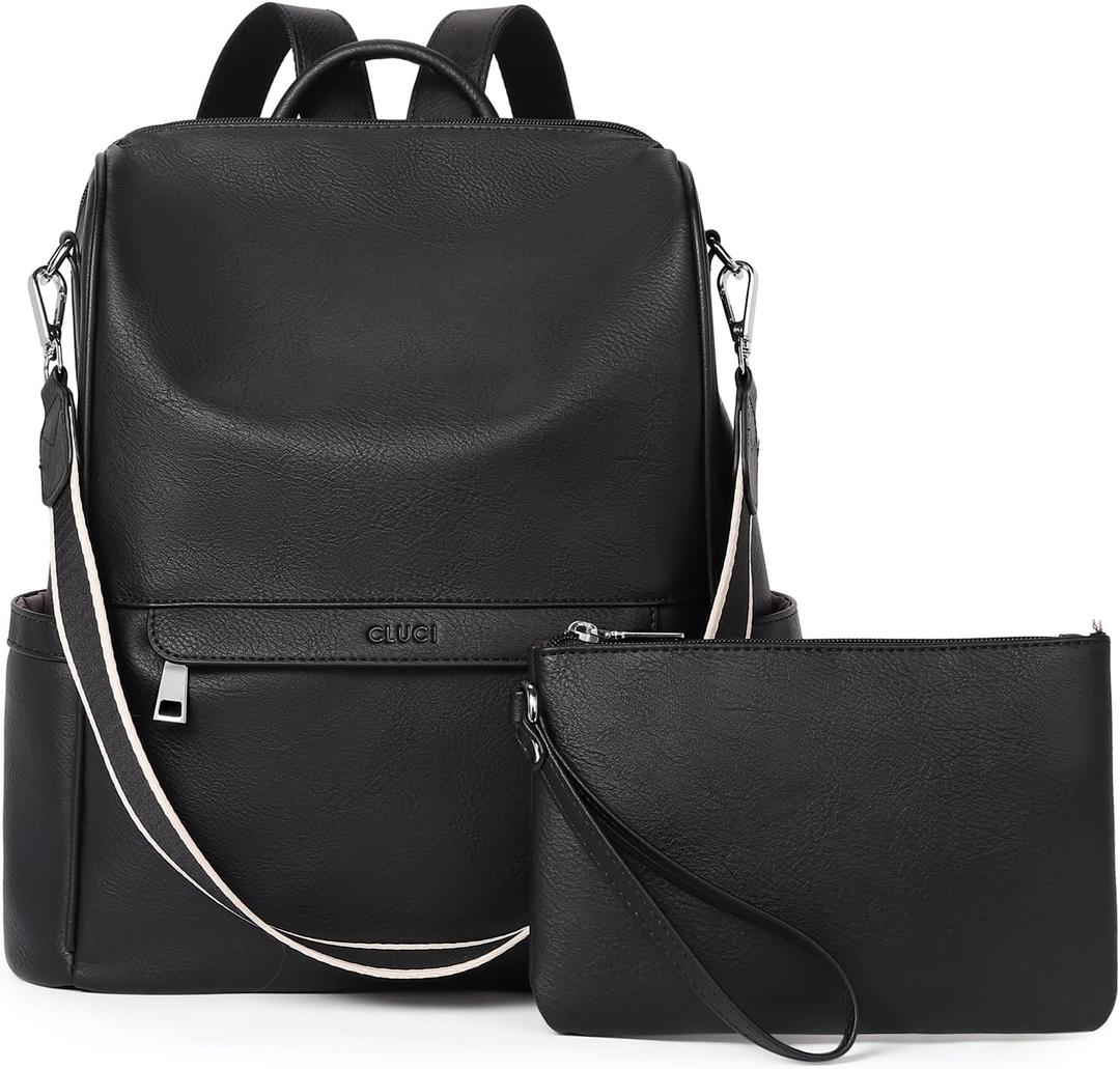CLUCI Womens Backpack Purse PU Leather Anti-theft Large Fashion Designer Travel Bag Ladies Shoulder Bags | Purse, Fashion, Ladies, Shoulder Bags, Purse, Ladies (Top Zip-y Black(2pc))