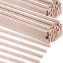 Yulejo 150 Pieces Balsa Wood Sticks 1/8 x 1/8 x 12 Inch Hardwood Square Dowels Unfinished Wooden Strips for DIY Molding Crafts Projects Making