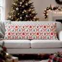 Mancheng-zi Coquette Red Bow Christmas 20x54 Body Pillow Cover Pillowcase with Zipper, Preppy Girly Christmas Decor, Retro Xmas Candy Cane Bow Trellis Decorative Long Hug Pillow Cases for Bed Couch