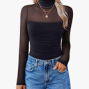 Avidlove Women Long Sleeve Bodysuit Turtle Neck Shapewear Body Suits Mesh One Piece Leotard Shirt Going Out Tops Fall Outfits, S