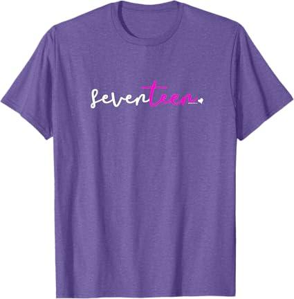 17th Birthday Gifts for Teenage Girls Seventeen T Shirt (Purple Heather,XS)
