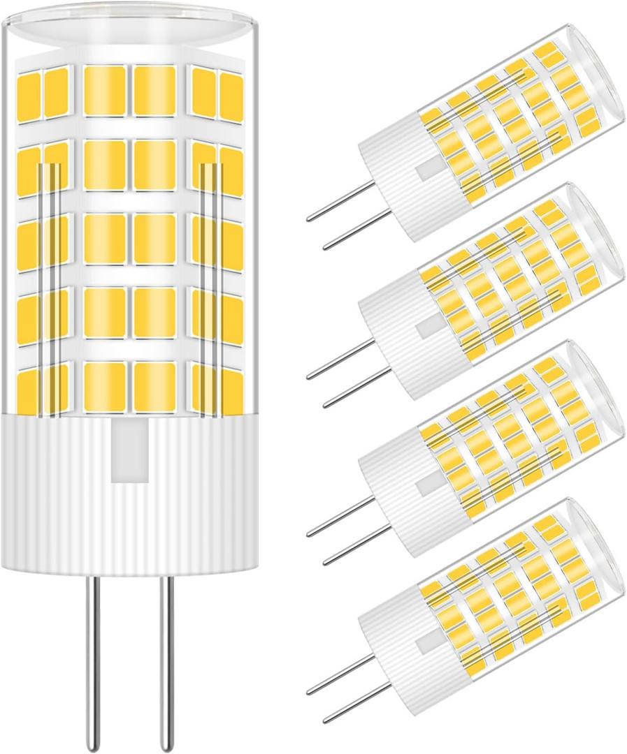 5 Pack G4 12V LED Light Bulbs, 4W (40w 30w Halogen Equivalent) Warm White 3000k AC DC 400 LM, G4 JC T3 Bi-Pin Base Bulb for Home and Landscape Lighting
