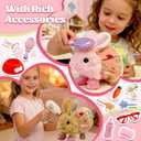 14Pcs Hopping Bunny Toy, Walking & Talking Rabbit in Suitcase Animated Stuffed Animal with Removable Clothes & Accessories, Pretend Play Pet Set, Easter Gift for Girls 3-6