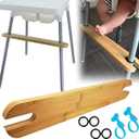 HANH High Chair Footrest, Non-Slip Natural Bamboo Wooden Footrest Compatible with IKEA Antilop High Chairs, Adjustable HighChair Foot Rest for Baby HighChair Accessories (Rounded Corners)