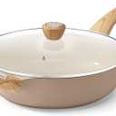 SENSARTE Ceramic Nonstick Frying Pan Skillet with Lid, 13.3 Inch Large Deep Frying Pan, 6 QT Sauté Pan, Induction Pan, Healthy Non Toxic Cooking Pan with Helper Handle, PFOA PFAS PTFE Free