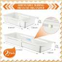 2 Pack Deep Drawer Organizer Bins, Sliding Drawer Organizer Bin Expandable and Adjustable Tray for Kitchen Utensils, BBQ Tools, Towels, Durable Plastic Sliding for Easy Storage(12.4-17.7")