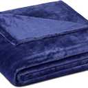 Amazon Basics Throw Blanket, Ultra-Soft Flannel Fleece Microfiber, Lightweight Cozy for Couch Sofa Bedroom, Fade-Resistant, 50 x 60 Inches, Navy