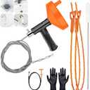 Drain Snake Auger, Plumbing Snake Drain Hair Clog Removal Tool, Heavy Duty Toilet Snake Auger, Sink Unclogger Drain Cleaner Tool for Bathroom Kitchen Tub Shower Drain Clog Remover with Gloves (33 Feet)