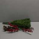 Artificial Christmas Norfolk Pine Stems Branches for Vases, 17 Bundles Faux Pine Branches with Pinecones and Red Berries Branches, Fake Greenery Evergreen Real Touch for Holiday Winter Table Xmas Décor