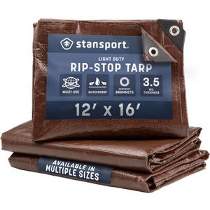 Stansport Light-Duty Rip-Stop Tarp 12' x 16' - Brown (U-1216)