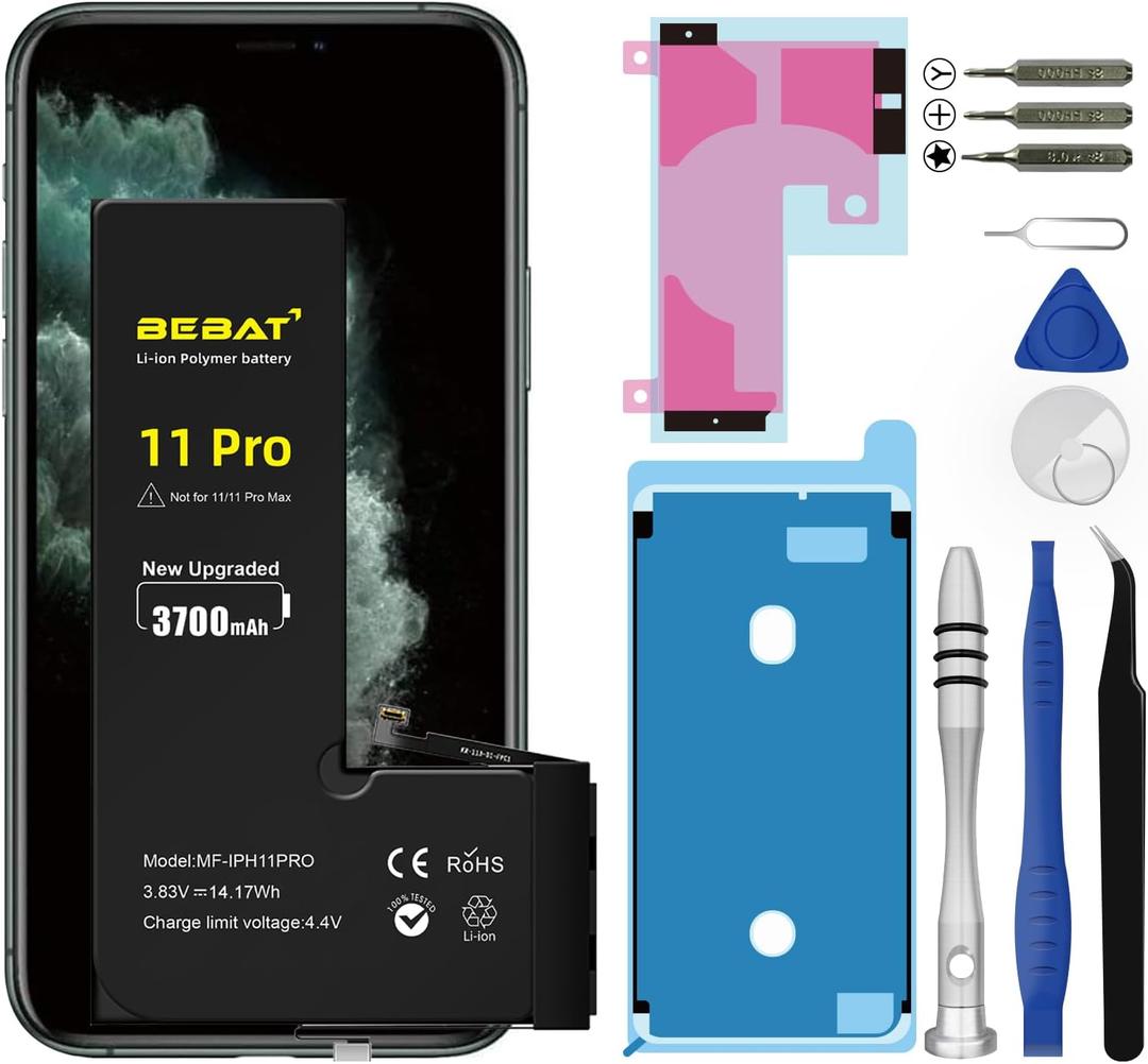 Replacement for iPhone 11 PRO Battery, 3700mAh High Capacity Li-ion Polymer Replacement Battery for Model A2160 A2215 A2217 with Professional Repair Tool Kits