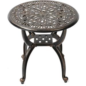 C/G patio casa C/G Cast Aluminum Side Table,Decorative Outdoor End Table, Ornate Floral Pattern (Round, Copper)