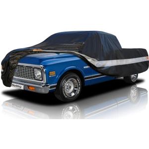 10 Layers Truck Cover Waterproof All Weather. Pickup Truck Cover Rain UV Protection. Length: Up to 210 inches, Universal Fit Most Regular Cab Short Box Ford F100 Chevy C10 S10 Ram 150 250. (Black)
