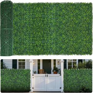 Artificial Boxwood Roll,120x40 in (34 sqft) UV-Anti Faux Ivy Boxwood Hedge Leaf Grass Wall for Patio Balcony Privacy, Garden, Backyard Greenery Wall Backdrop and Fence Decor