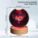 YAZJIWAN 3D Flower Crystal Ball Lamp,3.15inch Multi-Color Changing Bedroom Decor Night Lights,Christmas Birthday Gifts for Boys, Girls