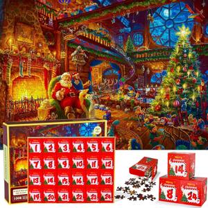 Advent Calendar 2024 Christmas Jigsaw Puzzles, 24 Box 1008 PCS Christmas Puzzle Countdown Calendar for Adults Teens, 24 Days Surprise Christmas Stocking Stuffer Gifts for for Boys Girls Women Men