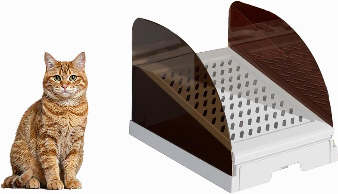 Plastic Inclined Steps Assist in Using Various Sizes of cat Litter Boxes. Plastic Large cat Litter Boxes Inclined Steps are Non StickHeight AdjustableEasy to Clean(White, Small)