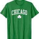 Retro Chicago IL St Patricks Day Lucky Clover Souvenir T-Shirt (Green, M)