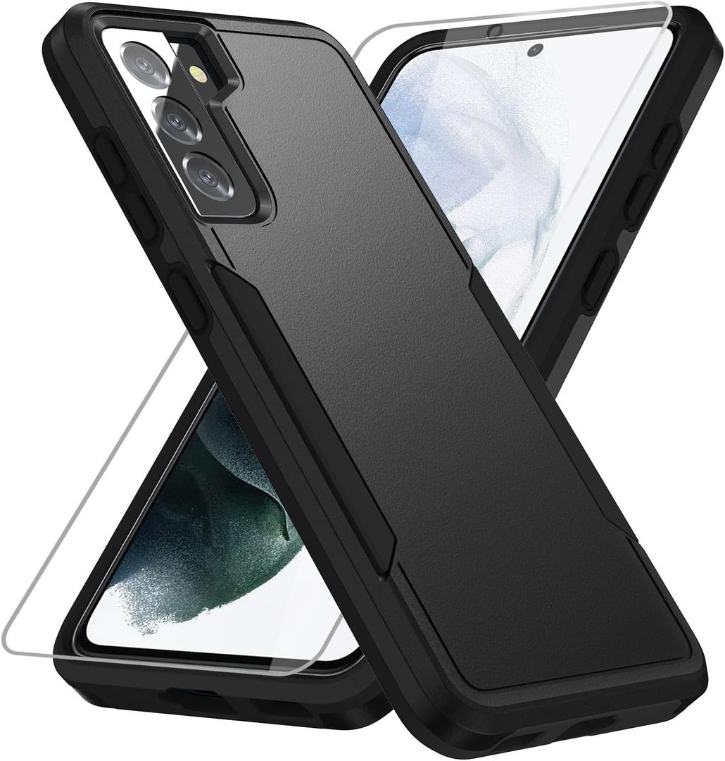 for Samsung Galaxy S21 Plus Case,with HD Screen Protector [Military Grade Drop Tested] Heavy-Duty Tough Rugged Shockproof Protective Case for Samsung S21 Plus, Black