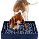 FunFurry Snuffle Mat for Dogs, Dog Puzzle Mat, Interactive Dog Toys for Enrichment, Sniff Mats with Non-Slip Backing, Suitable for Breeds and Sizes of Dogs (Navy, 17" X 15")