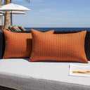 Kevin Textile Fall Outdoor Waterproof Throw Pillow Covers Pack of 2 Farmhouse Decorative Cushion Covers for Garden Patio Tent Balcony Bench Couch Sofa 12x20 Inch, Burnt Orange