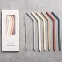Nightingale Reusable Silicone Straws - Bendy Drinking Straw with Cleaning Brush - Collapsible and Bendable Travel Straw for Kids - Dishwasher Safe, Food-Safe - Set of 6 (Oak Multi)